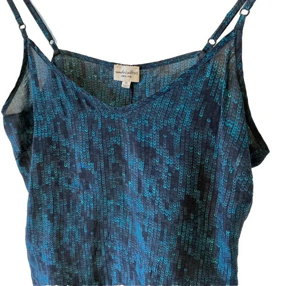 Wilfred Tops - Wilfred Aritzia Silk  Camisole Tank Top Sz XS Emerald Green Black Feminine Light